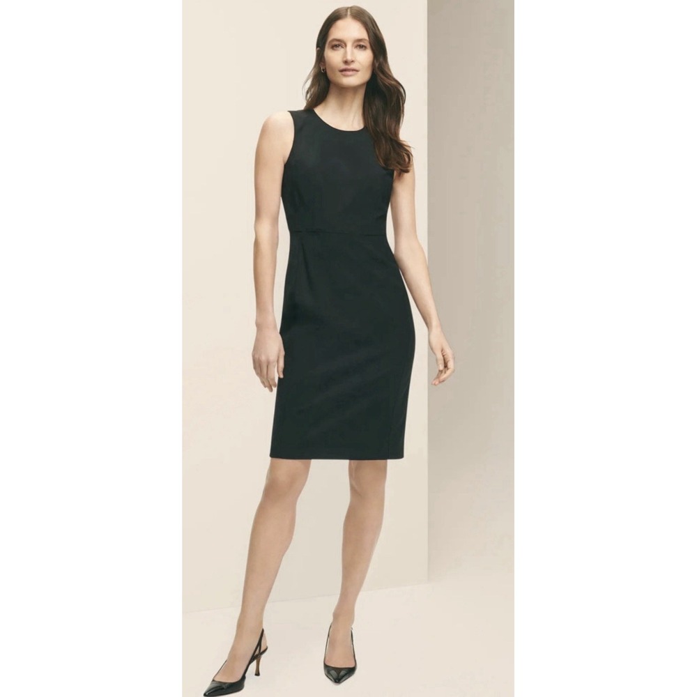 Brooks Brothers‎ Dress Sheath Sz 14 Women Black Sleeveless Classic Preppy Wool